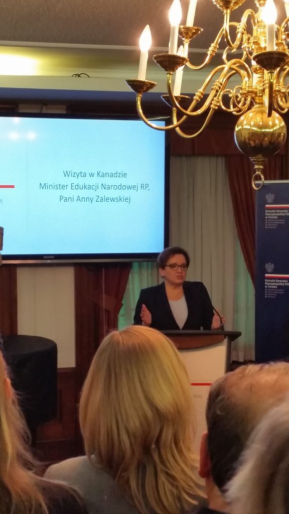 Spotkanie Minister Edukacji Narodowej z Kierownikiem, Gronem Pedagogicznym oraz RR SPK Toronto