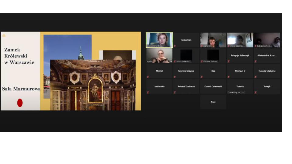 UCZNIOWIE KLAS LICEALNYCH NA LEKCJI MUZEALNEJ ONLINE W ZAMKU KRÓLEWSKIM