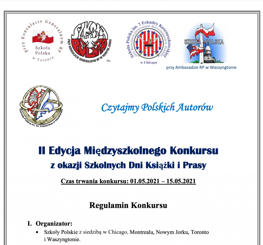Przedłużenie terminu: Czytajmy Polskich Autorów – Międzyszkolny Konkurs z okazji Szkolnych Dni Książki i Prasy