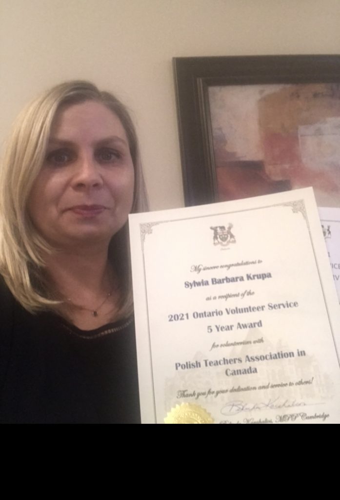 ONTARIO VOLUNTEER SERVICE AWARD DLA NASZYCH NAUCZYCIELI