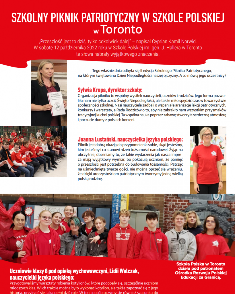 ARTYKUŁ O NASZEJ SZKOLE W NAJNOWSZYM WYDANIU „COGITO DLA POLONII”