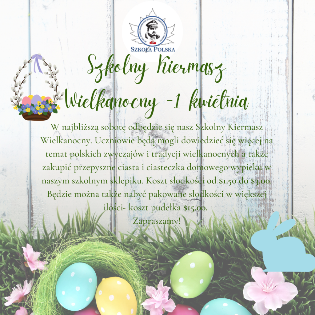 NASZ “SŁODKI” KIERMASZ WIELKANOCNY – JUŻ W NAJBLIŻSZĄ SOBOTĘ