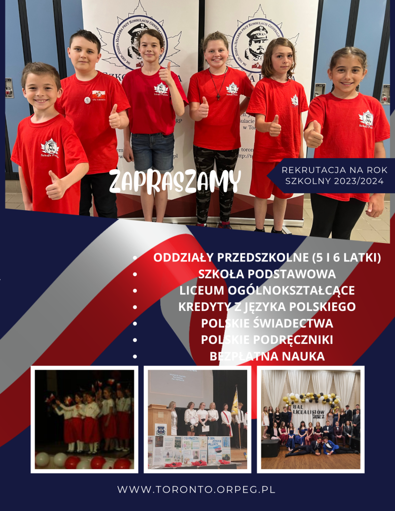 REKRUTACJA na ROK SZKOLNY 2023/2024 – ZAPISY DO SZKOŁY POLSKIEJ