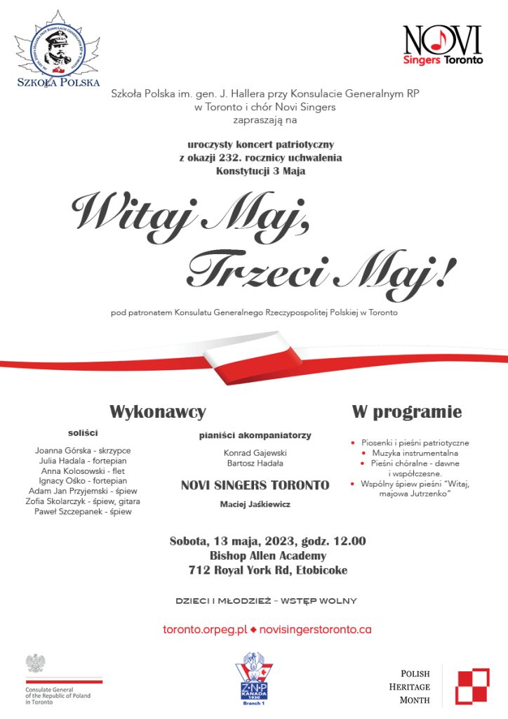 KONCERT PATRIOTYCZNY  Z OKAZJI 232.ROCZNICY UCHWALENIA KONSTYTUCJI 3 MAJA