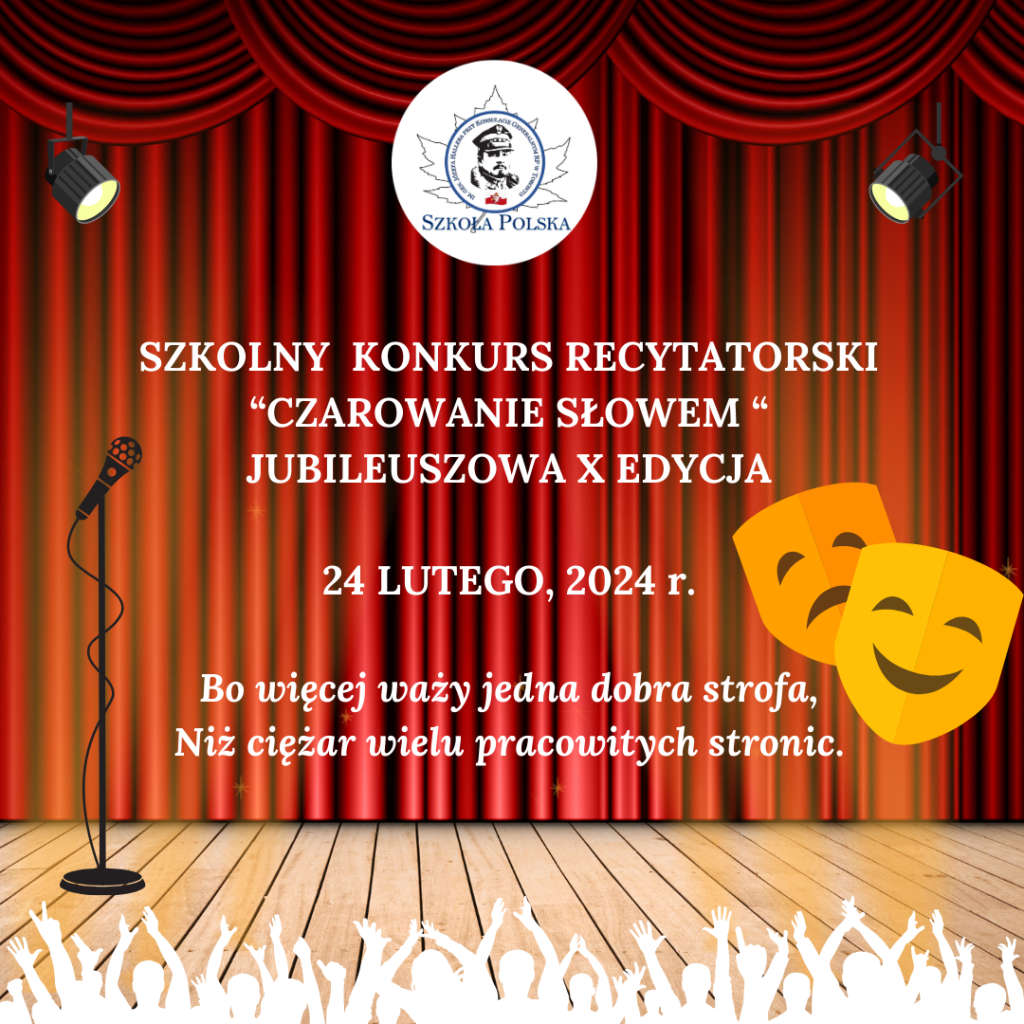 X JUBILEUSZOWA EDYCJA SZKOLNEGO KONKURSU RECYTATORSKIEGO “CZAROWANIE SŁOWEM”
